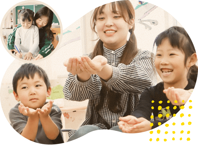 つくし幼稚園の先生と遊ぶ様子